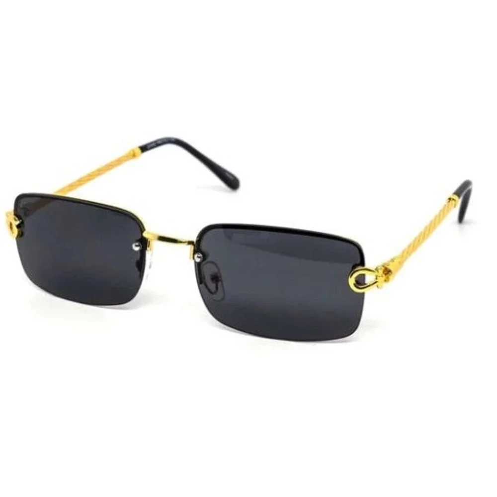 Men Sunglasses Fashion Designer‎ Square Frameless Retro UV400 Protection Lentes